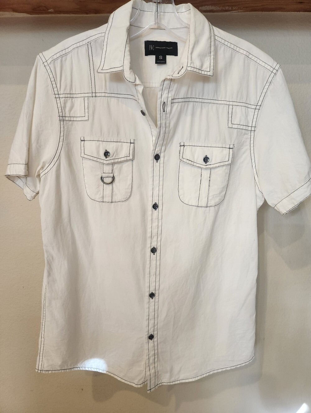 INC International Concepts Young Men's White  Short-Sleeve Button-Up Shirt